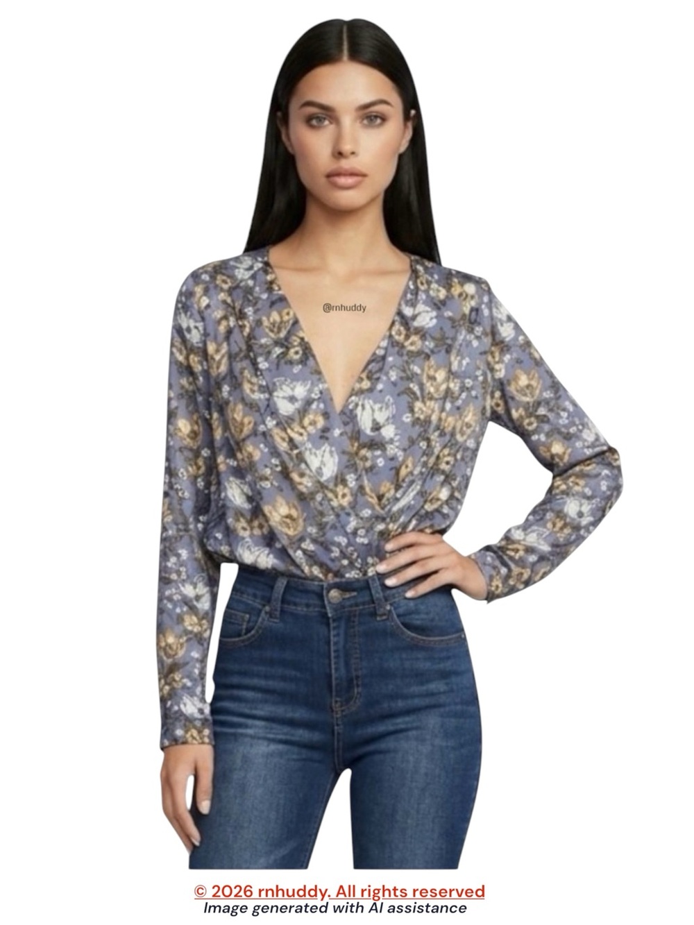 Free People S blue floral Elsa bodysuit
